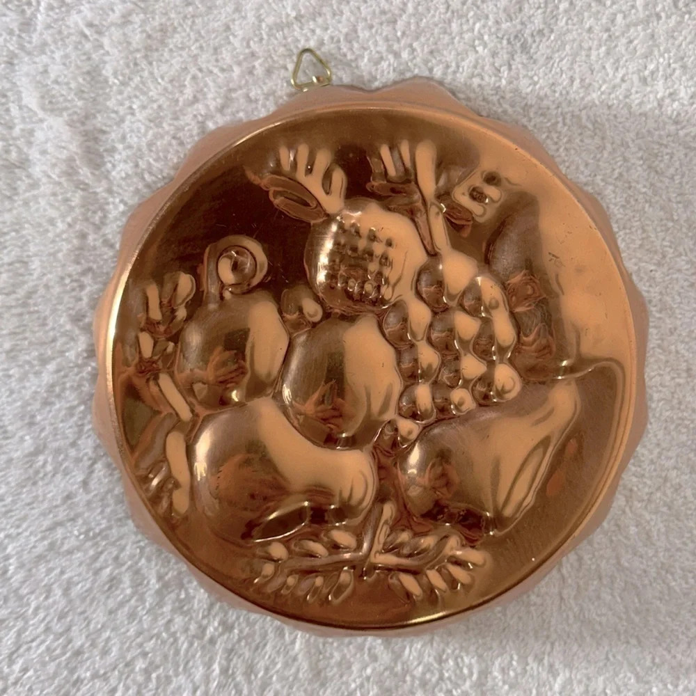 Vintage Copper Jelly Mold Food Mold Fruit Design Wall Decor Cottagecore Country